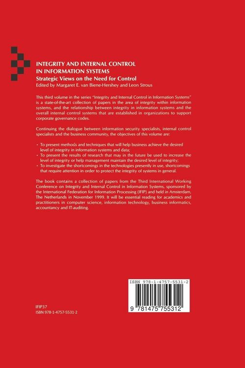 Produktbild: Integrity and Internal Control in Information Systems