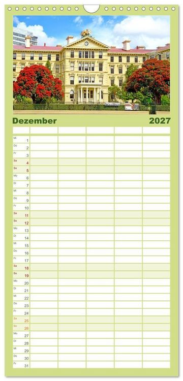Produktbild: Familienplaner 2027 - Neuseeland - Land der Kontraste mit 5 Spalten (Wandkalender, 21 x 45 cm) CALVENDO