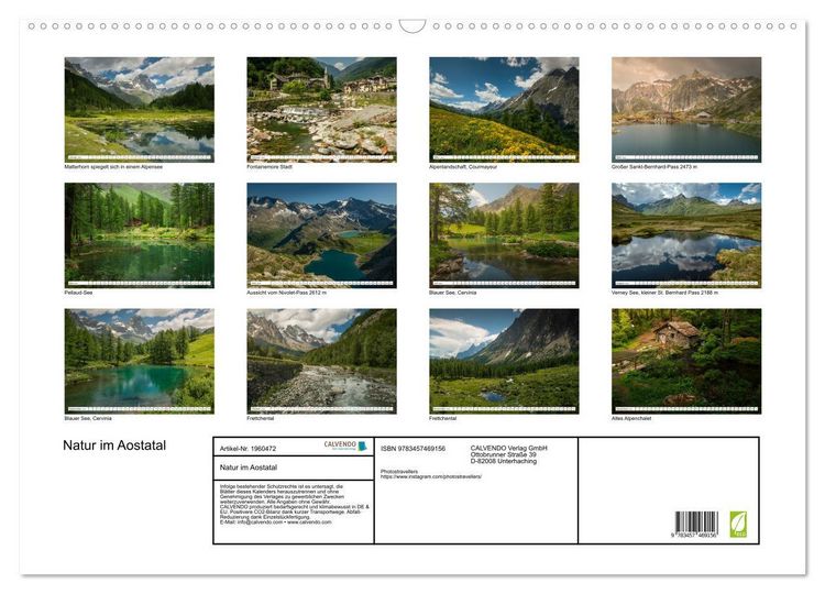 Produktbild: Natur im Aostatal (Wandkalender 2026 DIN A2 quer), CALVENDO Monatskalender