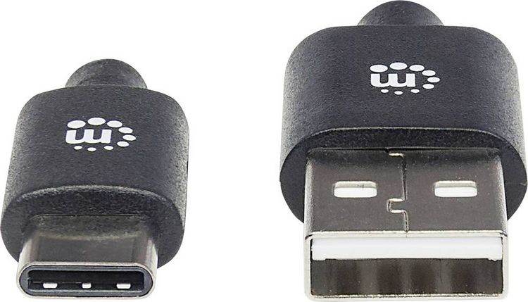 Produktbild: Manhattan USB-Kabel USB 2.0 USB-A Stecker, USB-C&reg; Stecker 2.00m Schwarz 354929