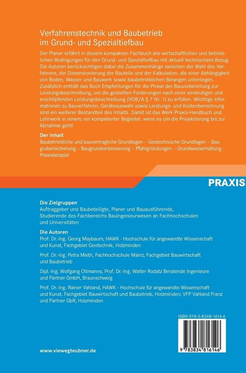 Produktbild: Verfahrenstechnik und Baubetrieb im Grund- und Spezialtiefbau