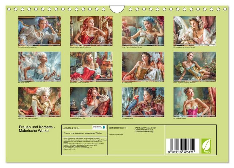 Produktbild: Frauen und Korsetts - Malerische Werke (Wandkalender 2026 DIN A4 quer), CALVENDO Monatskalender