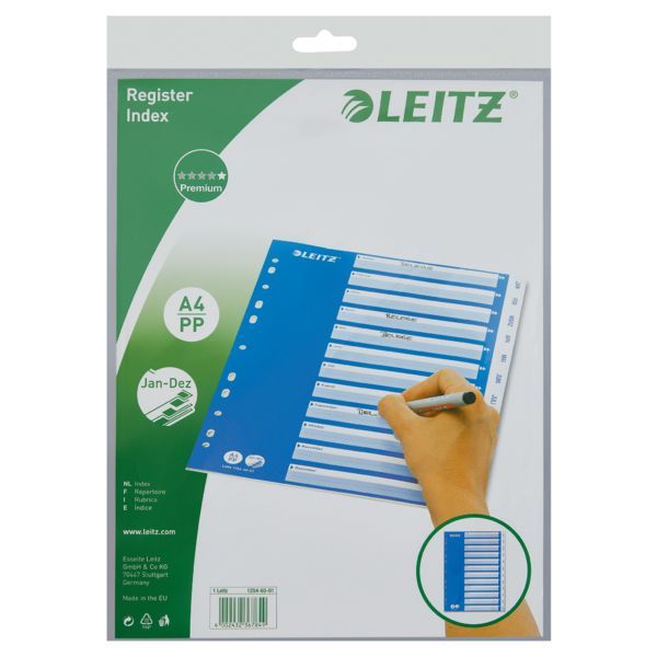 Produktbild: LEITZ Plastikregister Monate 1-12 blau/wei&szlig; DIN A4