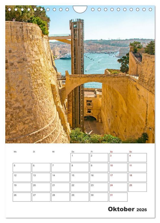 Produktbild: Valletta - K&uuml;stenstadt mit Charme (Wandkalender 2026 DIN A4 hoch), CALVENDO Monatskalender