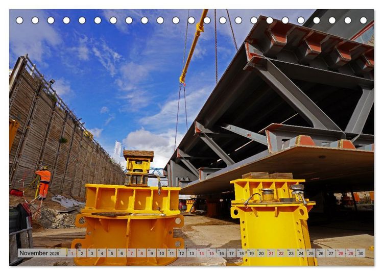 Produktbild: Die Saalequerung Salzm&uuml;nde &ndash; Br&uuml;ckenbau der A143 (Tischkalender 2026 DIN A5 quer), CALVENDO Monatskalender