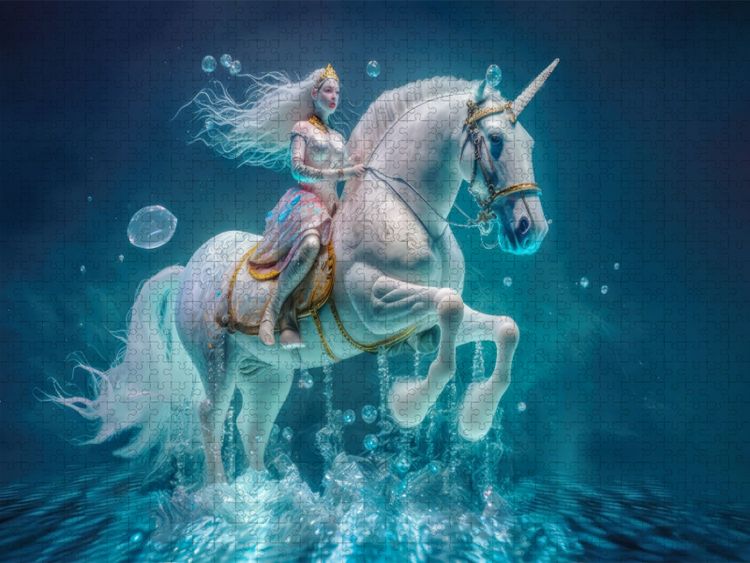 Produktbild: CALVENDO Puzzle Einhorn mit K&uuml;nstler | 1000 Teile Lege-Gr&ouml;&szlig;e 64x48cm Foto-Puzzle f&uuml;r gl&uuml;ckliche Stunden