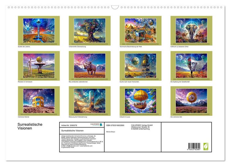 Produktbild: Surrealistische Visionen (Wandkalender 2026 DIN A2 quer), CALVENDO Monatskalender