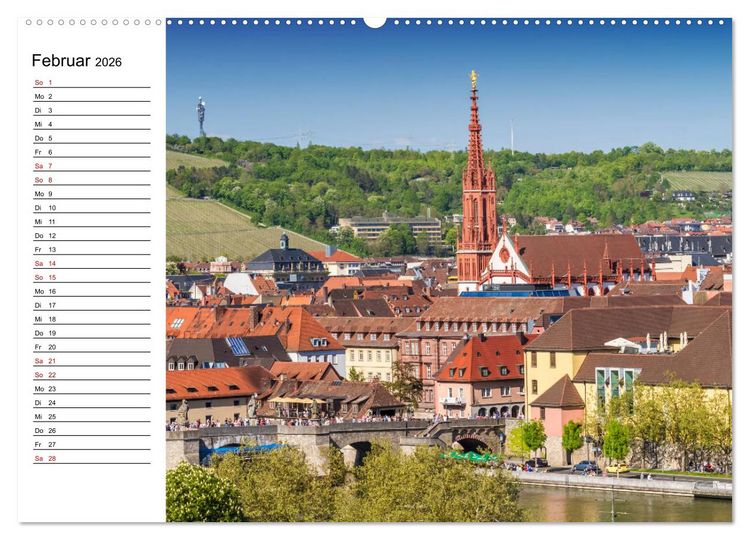 Produktbild: W&Uuml;RZBURG Historisches Stadtherz (hochwertiger Premium Wandkalender 2026 DIN A2 quer), Kunstdruck in Hochglanz