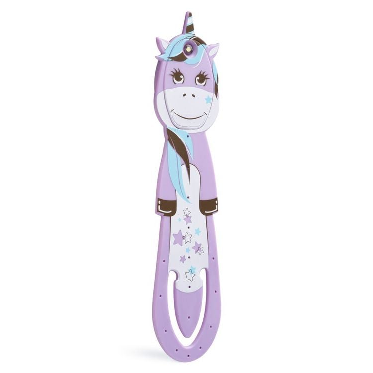 Produktbild: Flexilight Pals Leselicht (Einhorn) - lila - 2 in 1 Leselampe & Lesezeichen - LED Leselicht - Geschenk für Leser, Buchliebhaber - Deutsche Ausgabe