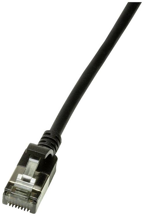 Produktbild: LogiLink CQ9033S RJ45 Patchkabel CAT 6a U/FTP 1.00m Schwarz extrem d&uuml;nn, Flammwidrig, Flexibel, Folienschirm, Halogenfrei, mit