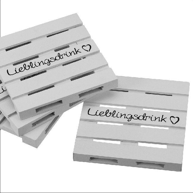 Produktbild: Holz Untersetzer wei&szlig;, Palettenform, 4er Set