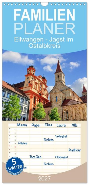 Produktbild: Familienplaner 2027 - Ellwangen - Jagst im Ostalbkreis mit 5 Spalten (Wandkalender, 21 x 45 cm) CALVENDO