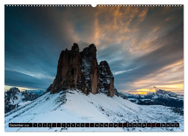 Produktbild: Drei Zinnen. Sextner Dolomiten (hochwertiger Premium Wandkalender 2026 DIN A2 quer), Kunstdruck in Hochglanz