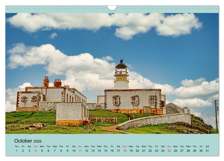 Produktbild: Scottish Lighthouses - beacons along the coast of Scotland (Wall Calendar 2026 DIN A3 landscape), CALVENDO 12 Month Wall Calendar