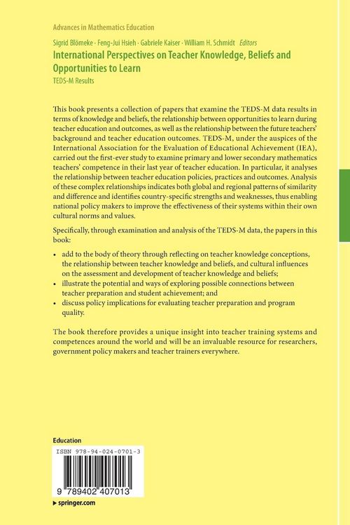 Produktbild: International Perspectives on Teacher Knowledge, Beliefs and Opportunities to Learn