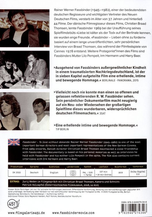 Produktbild: Fassbinder - Lieben ohne zu fordern