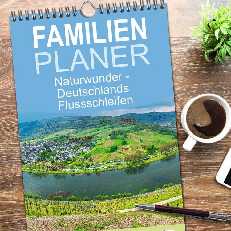 Produktbild: Familienplaner 2026 - Naturwunder - Deutschlands Flussschleifen mit 5 Spalten (Wandkalender, 21 x 45 cm) CALVENDO