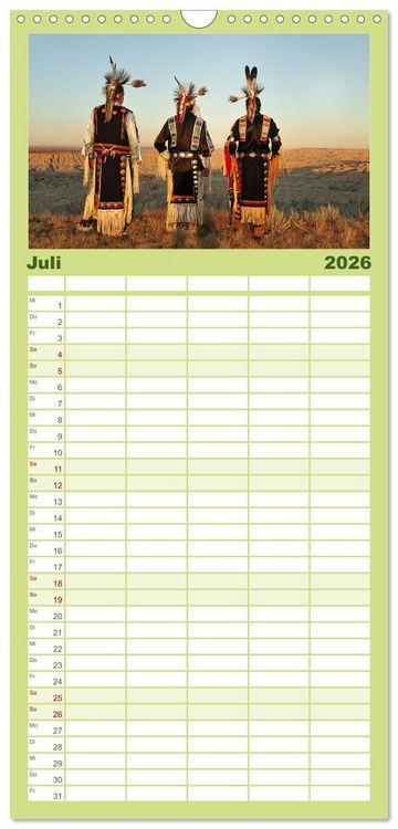 Produktbild: Familienplaner 2026 - Sioux Im Lande von Sitting Bull mit 5 Spalten (Wandkalender, 21 x 45 cm) CALVENDO