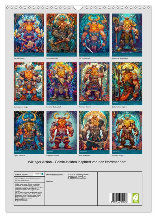 Produktbild: Wikinger Action - Comic-Helden inspiriert von den Nordm&auml;nnern (Wandkalender 2026 DIN A3 hoch), CALVENDO Monatskalender