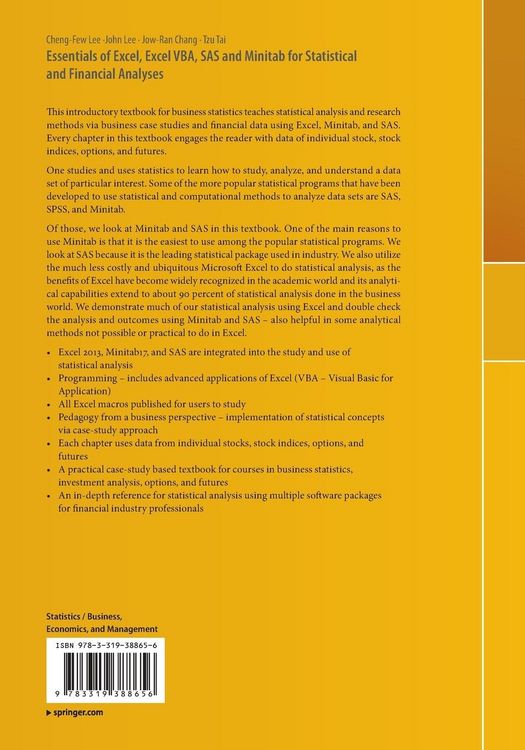 Produktbild: Essentials of Excel, Excel VBA, SAS and Minitab for Statistical and Financial Analyses