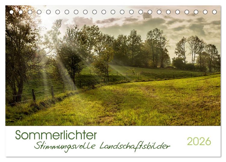 Produktbild: Sommerlichter - Stimmungsvolle Landschaftsbilder (Tischkalender 2026 DIN A5 quer), CALVENDO Monatskalender