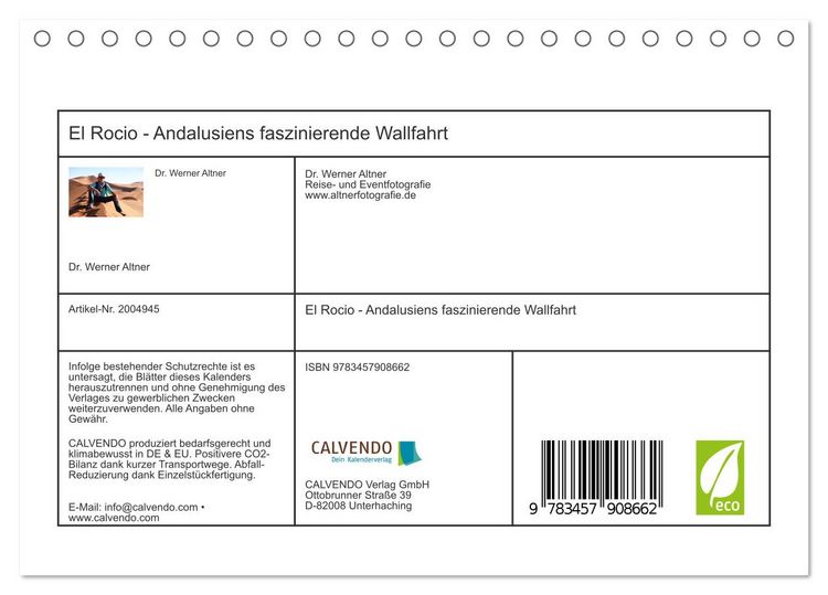 Produktbild: El Rocio - Andalusiens faszinierende Wallfahrt (Tischkalender 2026 DIN A5 quer), CALVENDO Monatskalender