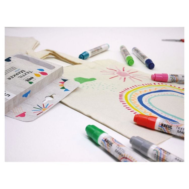 Produktbild: KREUL Textilmarker Junior medium 2-4mm 5 St&uuml;ck Kartonetui