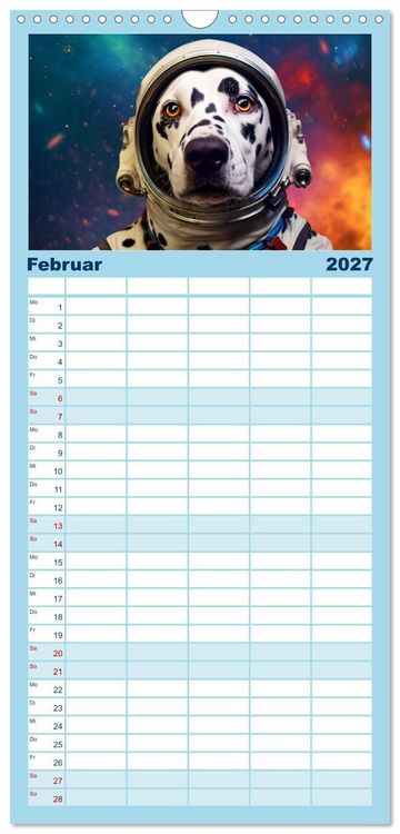 Produktbild: Familienplaner 2027 - Hunde im Weltall mit 5 Spalten (Wandkalender, 21 x 45 cm) CALVENDO