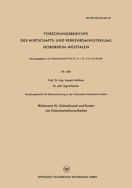 Produktbild: Richtwerte f&uuml;r Zeitaufwand und Kosten von Dokumentationsarbeiten