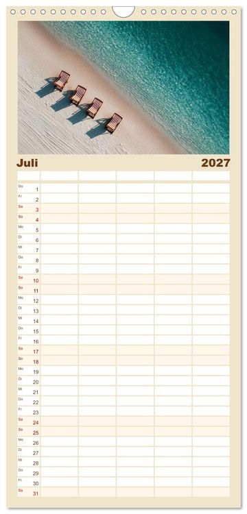 Produktbild: Familienplaner 2027 - St&uuml;hle K&ouml;rbe Liegen mit 5 Spalten (Wandkalender, 21 x 45 cm) CALVENDO