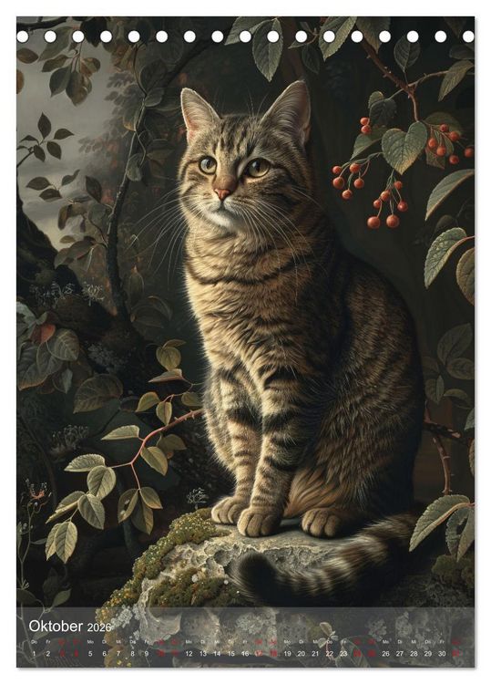 Produktbild: Katzen Kunstillustrationen (Tischkalender 2026 DIN A5 hoch), CALVENDO Monatskalender