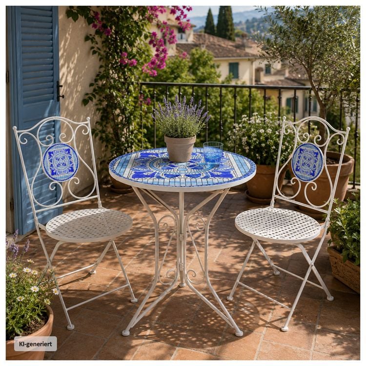 Produktbild: HTI-Living Gartenstuhl 2er-Set Metall Creme Santorin Gartenstuhl 2er-Set Metall Creme Santorin