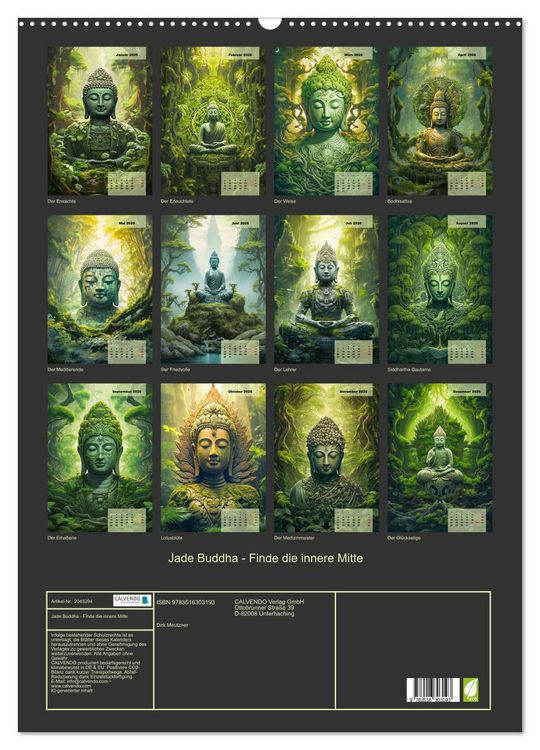 Produktbild: Jade Buddha - Finde die innere Mitte (Wandkalender 2026 DIN A2 hoch), CALVENDO Monatskalender