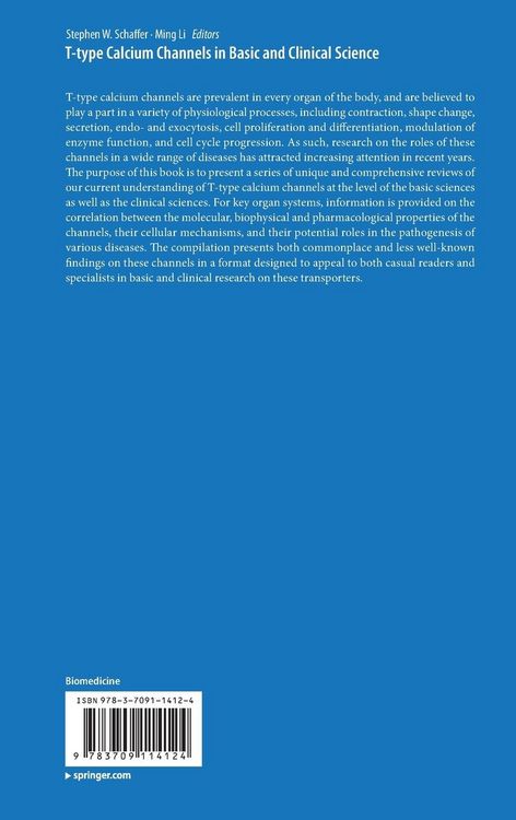 Produktbild: T-type Calcium Channels in Basic and Clinical Science