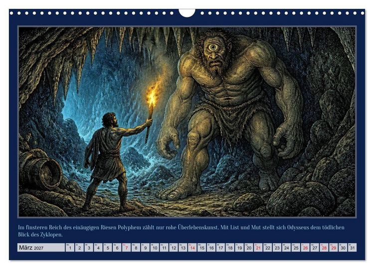 Produktbild: Gegen Sturm und G&ouml;tter: Die Heimkehr des Odysseus (Wandkalender 2027 DIN A3 quer), CALVENDO Monatskalender
