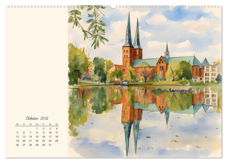 Produktbild: Historische Hansestadt L&uuml;beck (hochwertiger Premium Wandkalender 2026 DIN A2 quer), Kunstdruck in Hochglanz