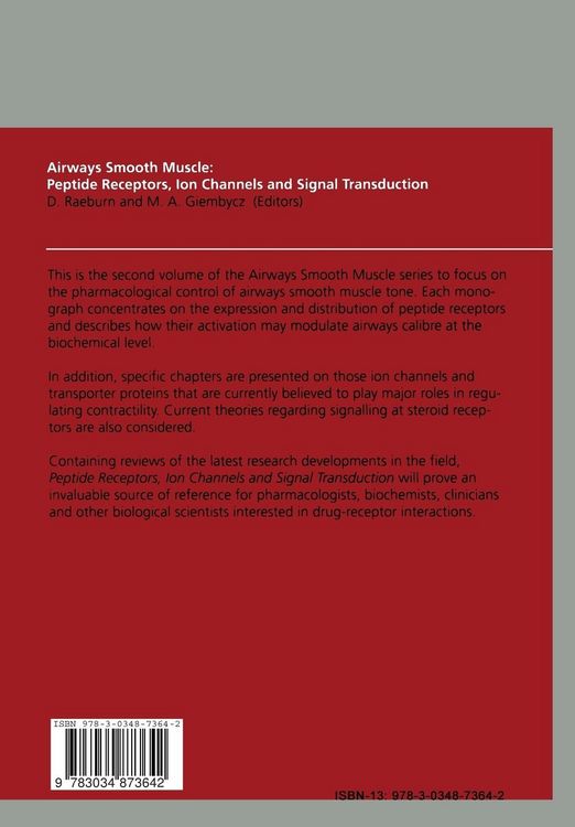 Produktbild: Airways Smooth Muscle: Peptide Receptors, Ion Channels and Signal Transduction
