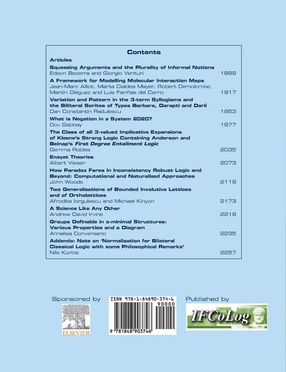 Produktbild: Journal of Applied Logics - IfCoLog Journal of Logics and their Applications. Volume 8, Issue 7