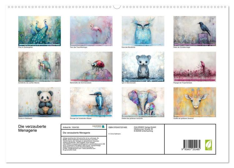Produktbild: Die verzauberte Menagerie (hochwertiger Premium Wandkalender 2026 DIN A2 quer), Kunstdruck in Hochglanz