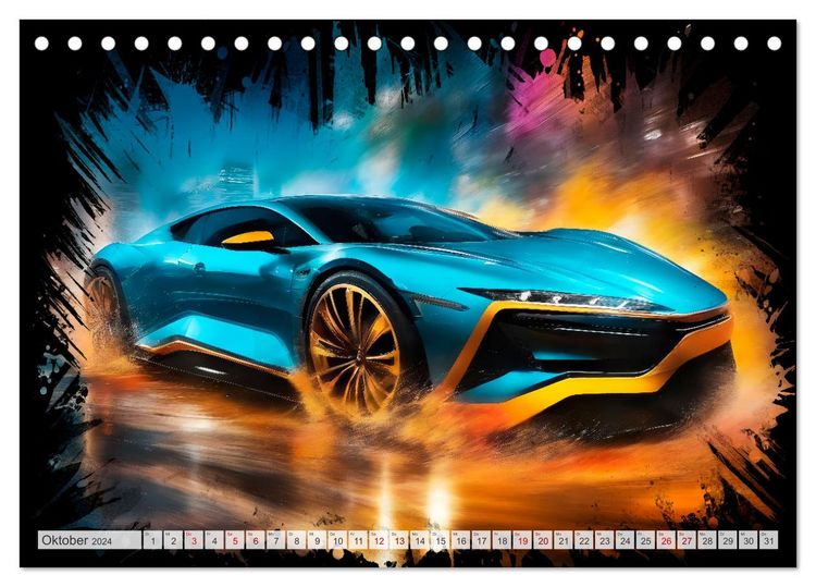 Coole KI-generierte SPORTWAGEN (Tischkalender 2024 DIN A5