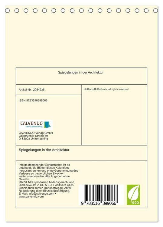 Produktbild: Spiegelungen in der Architektur (Tischkalender 2026 DIN A5 hoch), CALVENDO Monatskalender