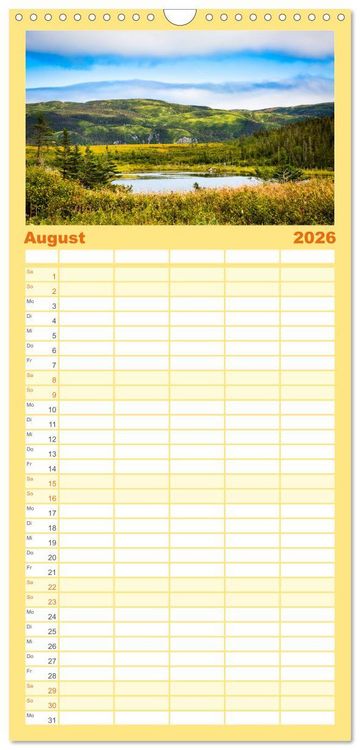 Produktbild: Familienplaner 2026 - Neufundland - wilde Sch&ouml;nheit im Atlantik mit 5 Spalten (Wandkalender, 21 x 45 cm) CALVENDO