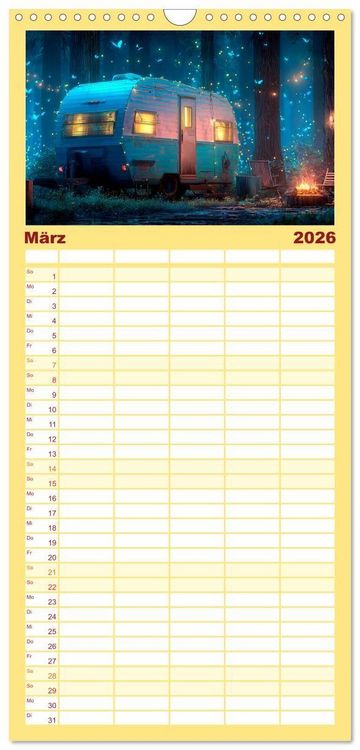 Produktbild: Familienplaner 2026 - Caravanesque mit 5 Spalten (Wandkalender, 21 x 45 cm) CALVENDO