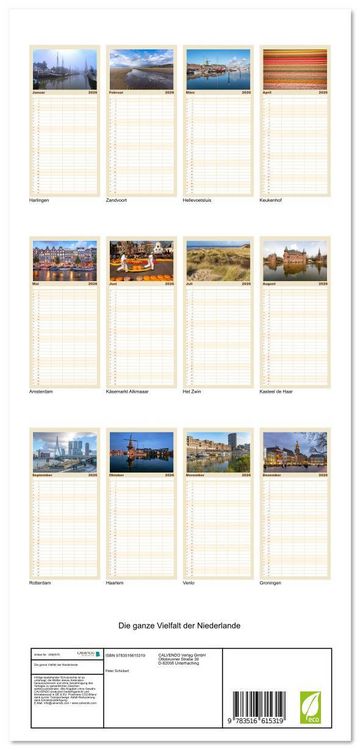 Produktbild: Familienplaner 2026 - Die ganze Vielfalt der Niederlande mit 5 Spalten (Wandkalender, 21 x 45 cm) CALVENDO