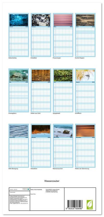 Produktbild: Familienplaner 2026 - Wasserzauber mit 5 Spalten (Wandkalender, 21 x 45 cm) CALVENDO
