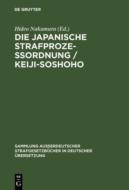Produktbild: Die japanische Strafproze&szlig;ordnung / Keiji-Soshoho