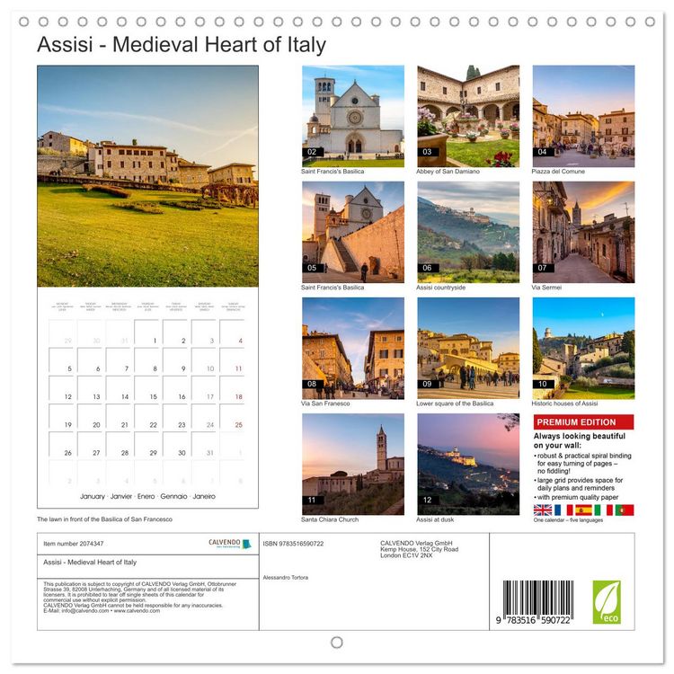 Produktbild: Assisi - Medieval Heart of Italy (Wall Calendar 2026 12 &times; 12 Inch) CALVENDO 12 Month Wall Calendar