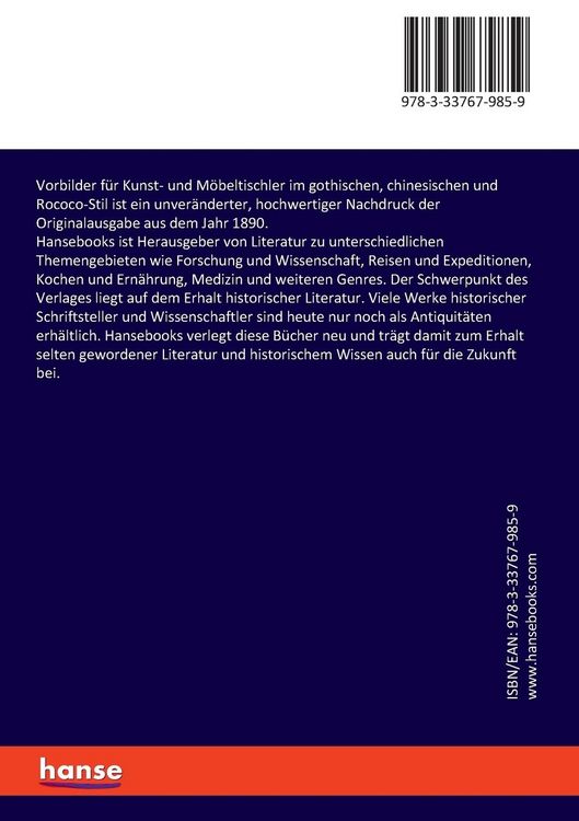 Produktbild: Vorbilder f&uuml;r Kunst- und M&ouml;beltischler im gothischen, chinesischen und Rococo-Stil