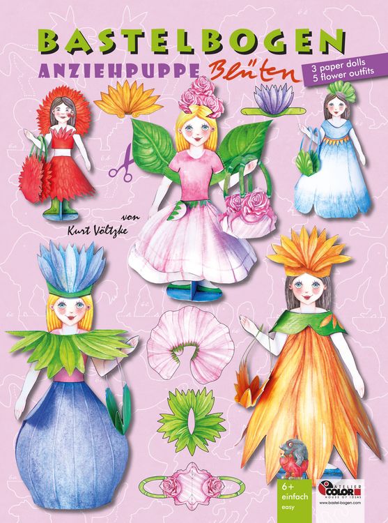 Produktbild: Bl&uuml;ten Anziehpuppen aus Papier basteln Bastelbogen Ausschneidebogen