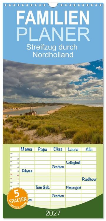 Produktbild: Familienplaner 2027 - Streifzug durch Nordholland mit 5 Spalten (Wandkalender, 21 x 45 cm) CALVENDO